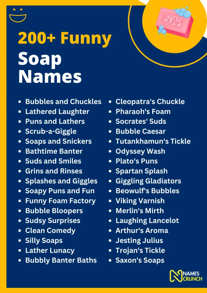 200+ Funny Soap Names infographic - NamesCrunch