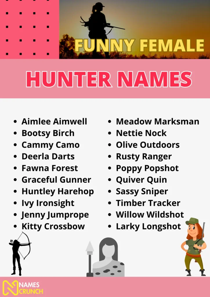 Funny Female Hunter Names - Infographic by Names Crunch