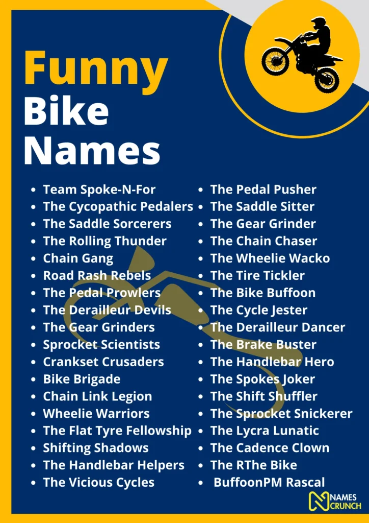 Funny Bike Names - Infographic by Names Crunch
