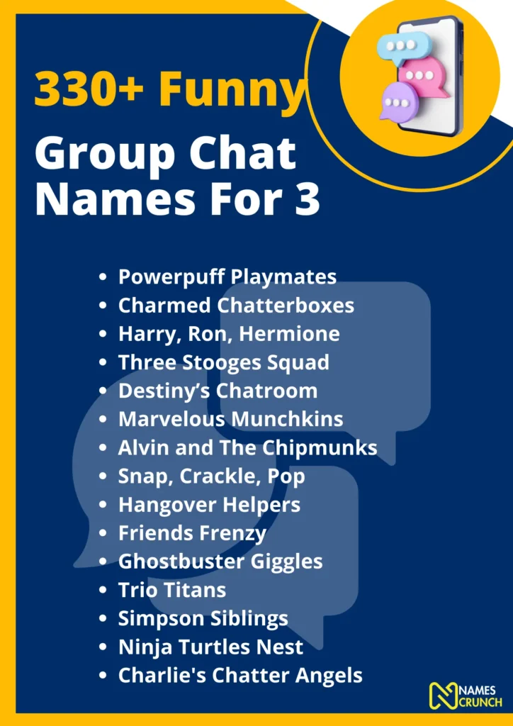 Funny Trio Group Chat Names - Infographic by Names Crunch