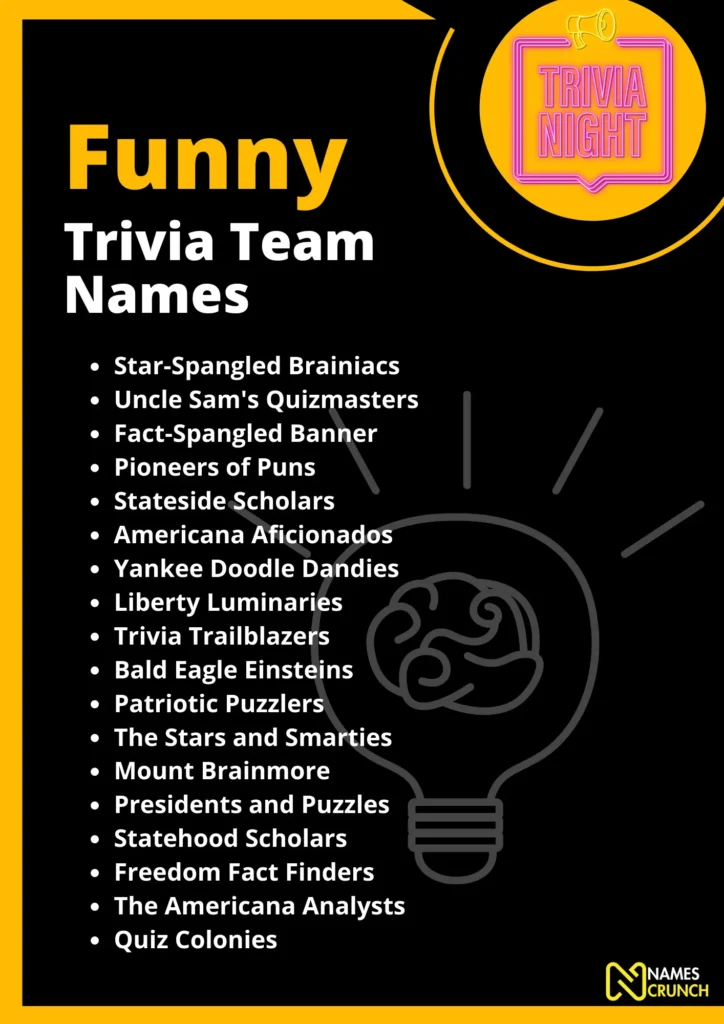 Funny Trivia Team Names - Infographic By Names Crunch