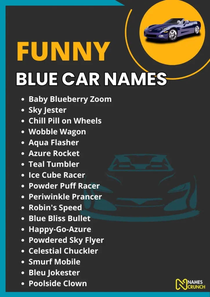 Funny Blue Car Names Infographic by NamesCrunch