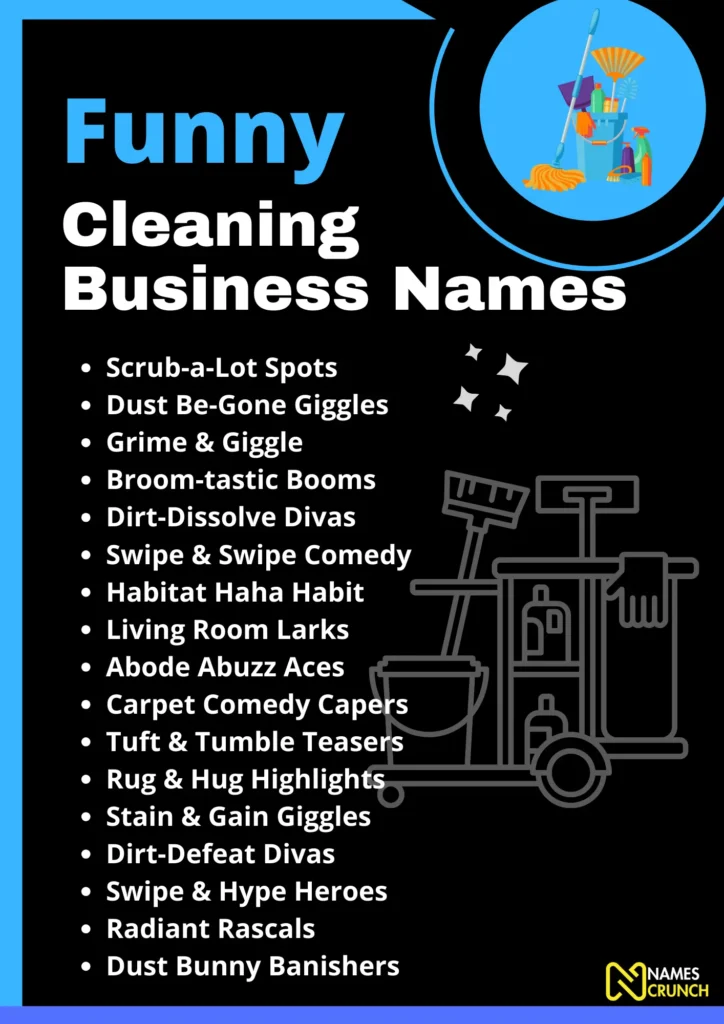 Funny Cleaning Business Names - Infographic by NamesCrunch
