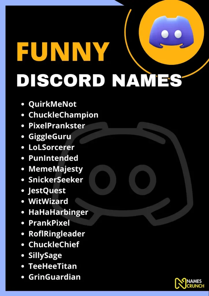 Funny Discord Names infographic - Names crunch