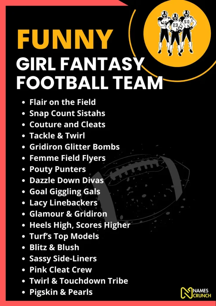 Funny Girl Fantasy Football Team Names infographic
