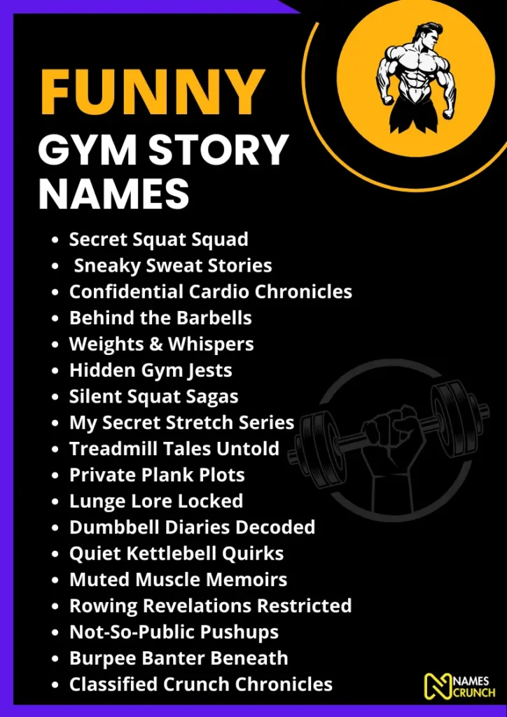 Funny Gym Story Names With Meanings infographic