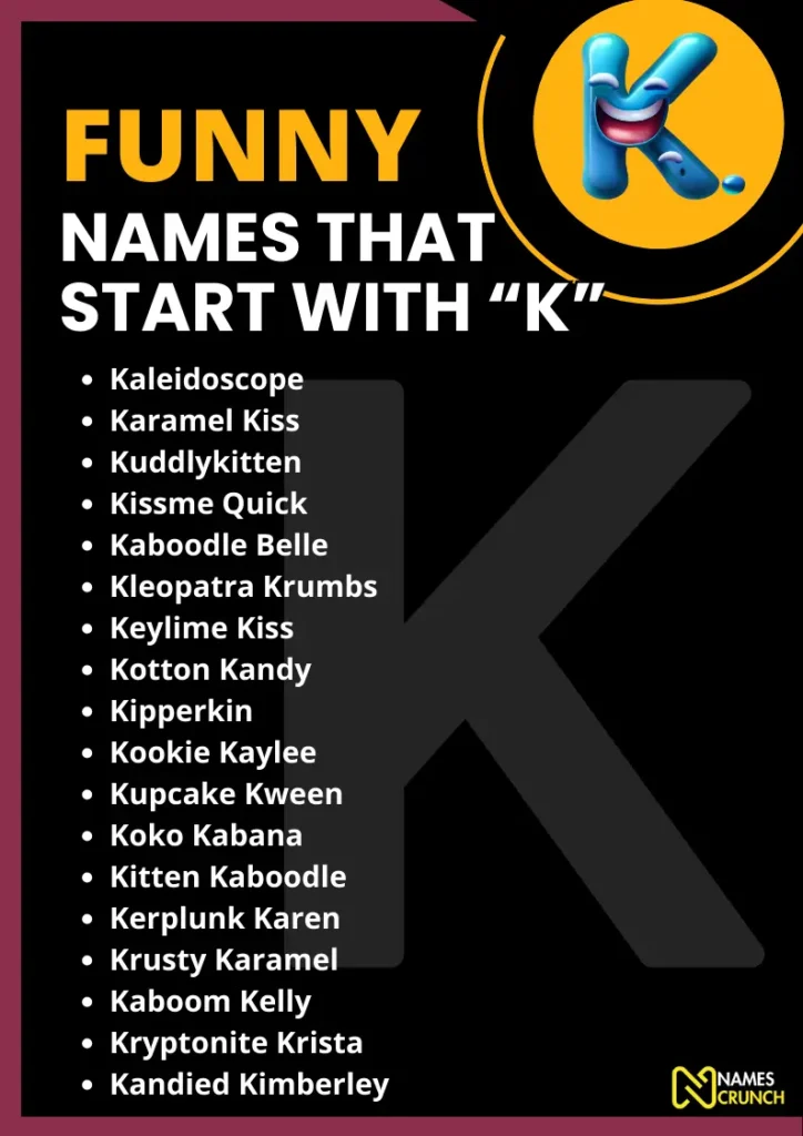 Funny Names That Start With K - Infographic by Names Crunch