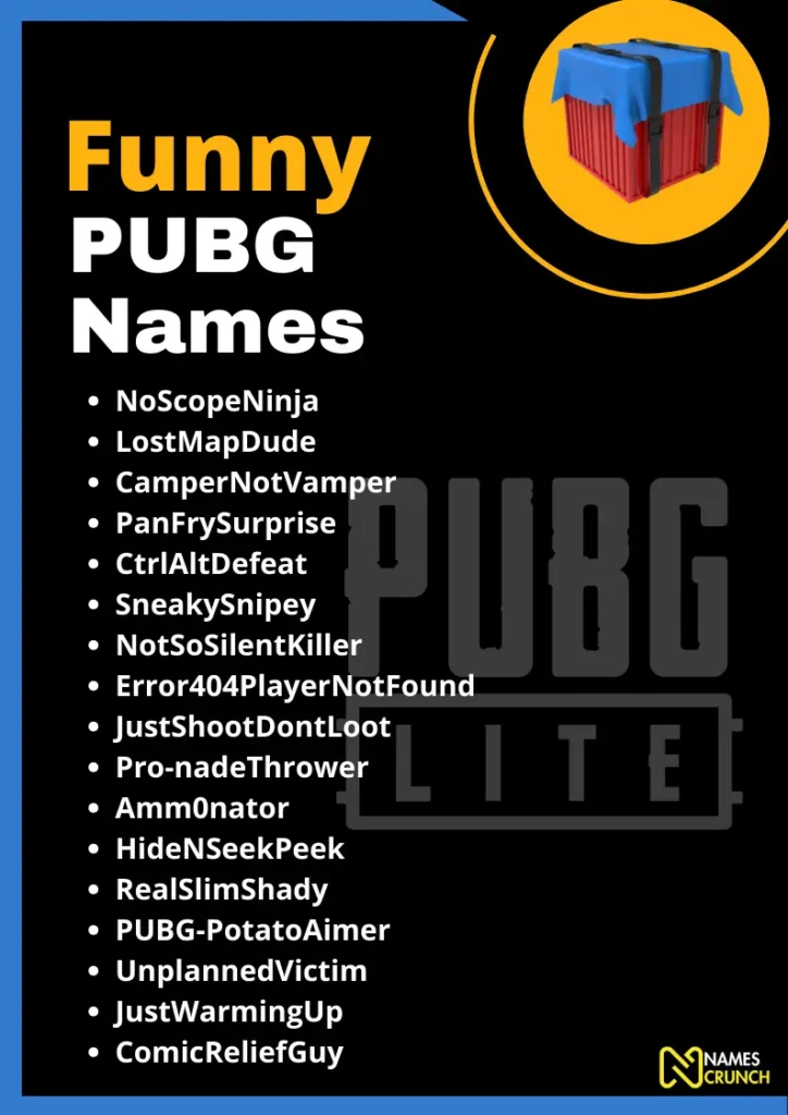 Funny PUBG Names Infographic-names crunch