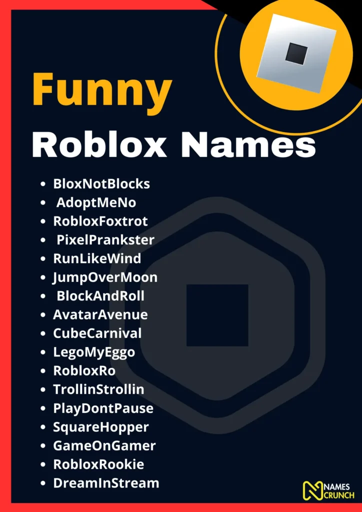 Funny Roblox Names - infographic by Names Crunch