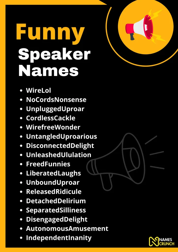 Funny Speaker Names - Infographic by Names Crunch