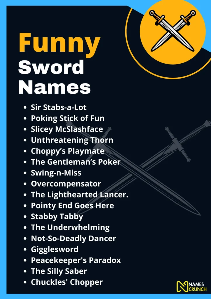 Funny Sword Names Ideas - Infographic By Names Crunch