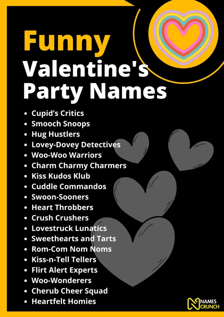 Funny Valentine's Party Names - Infographic by Names Crunch