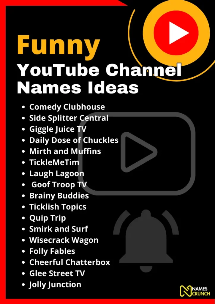 Funny YouTube Channel Names Ideas infographic - Names crunch