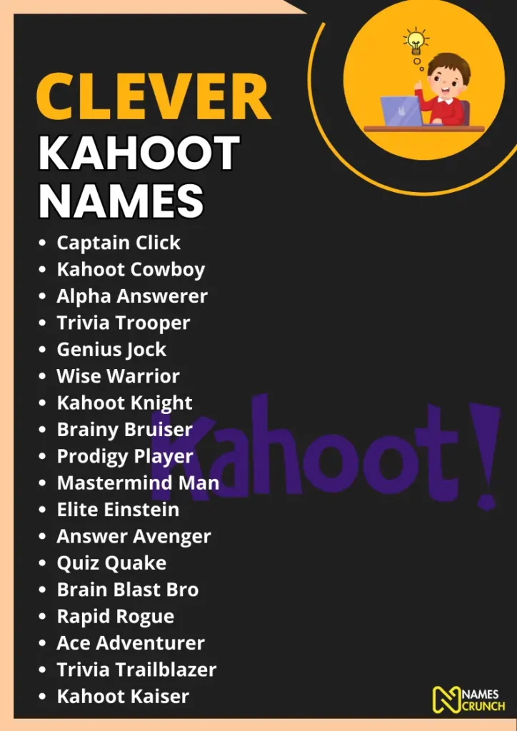 Clever Kahoot Names infographic