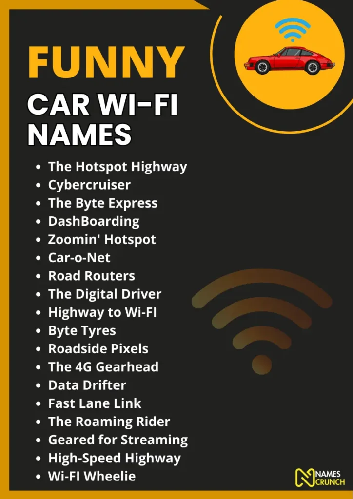 Funny Car Wi-Fi Names infographic