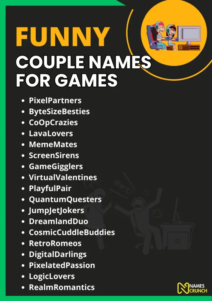 Funny Couple Names for Games infographic