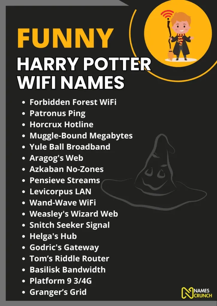Funny Harry Potter Wifi Names infographic