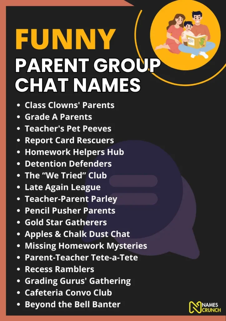 Funny Parent Group Chat Names infographic