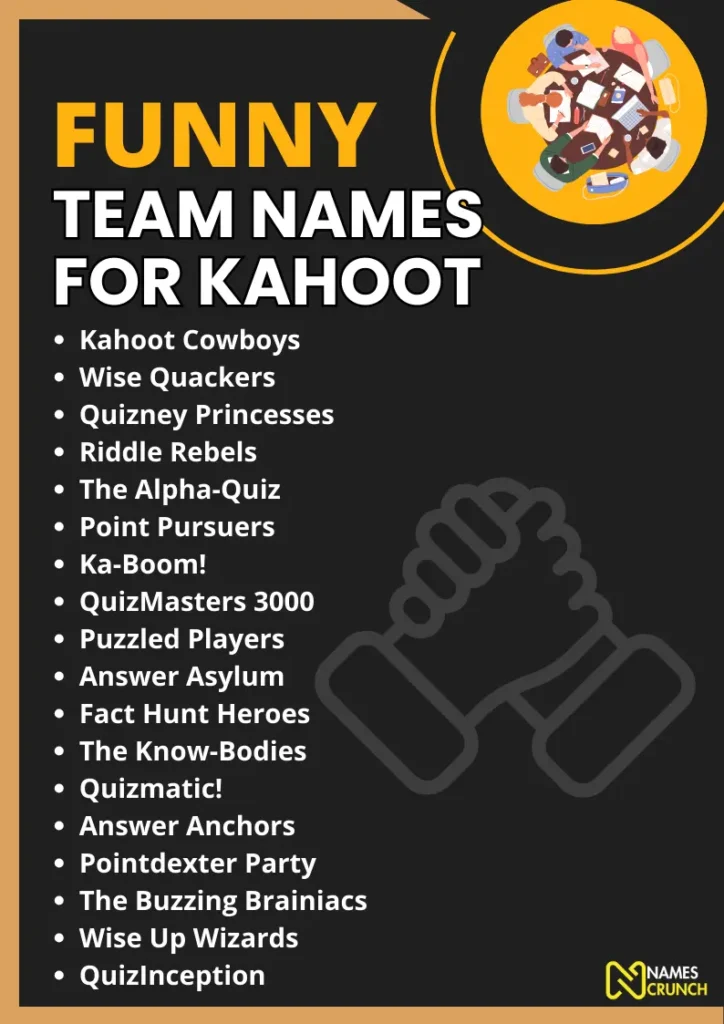 Funny Team Names for Kahoot infographic