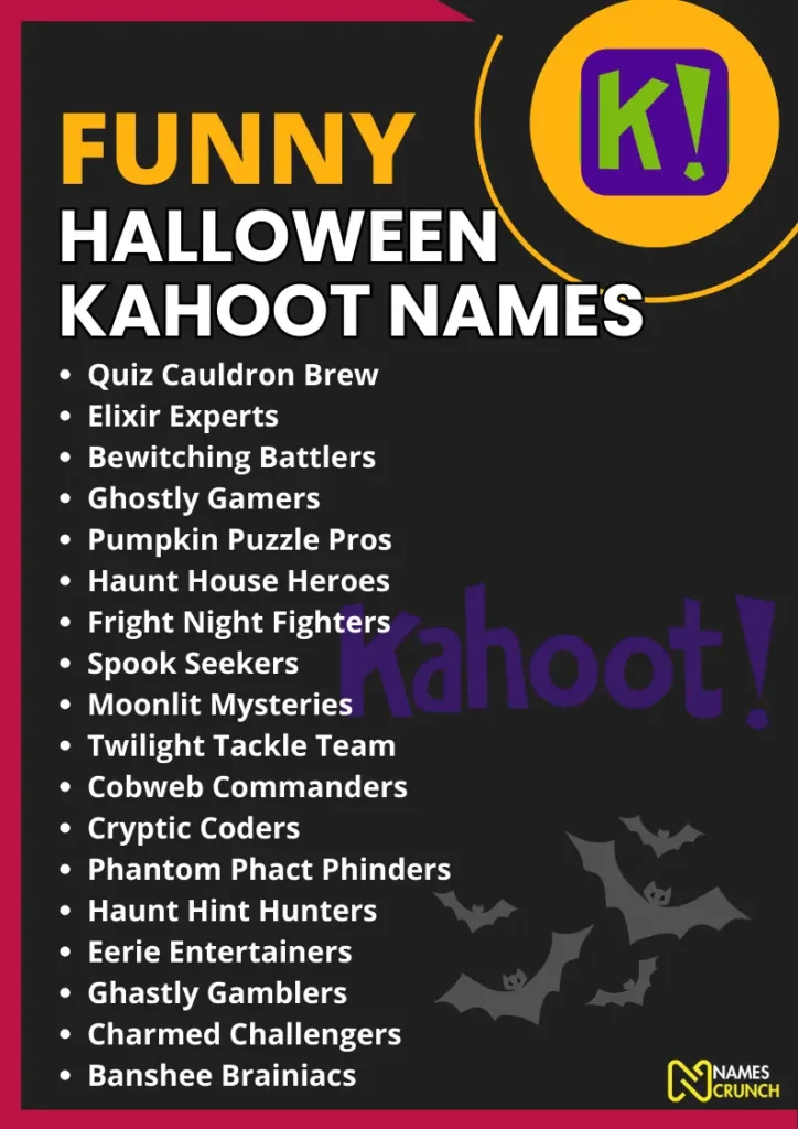 Halloween Kahoot Names infographic
