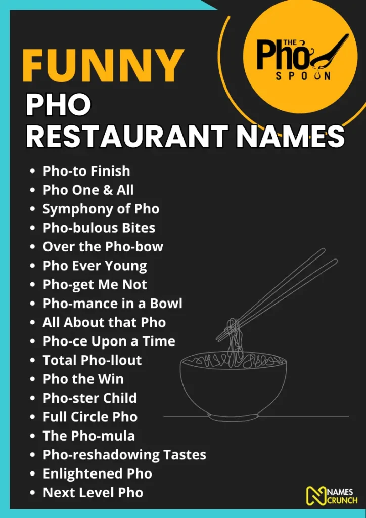 Funny Pho Restaurant Names (With Meanings) infographic