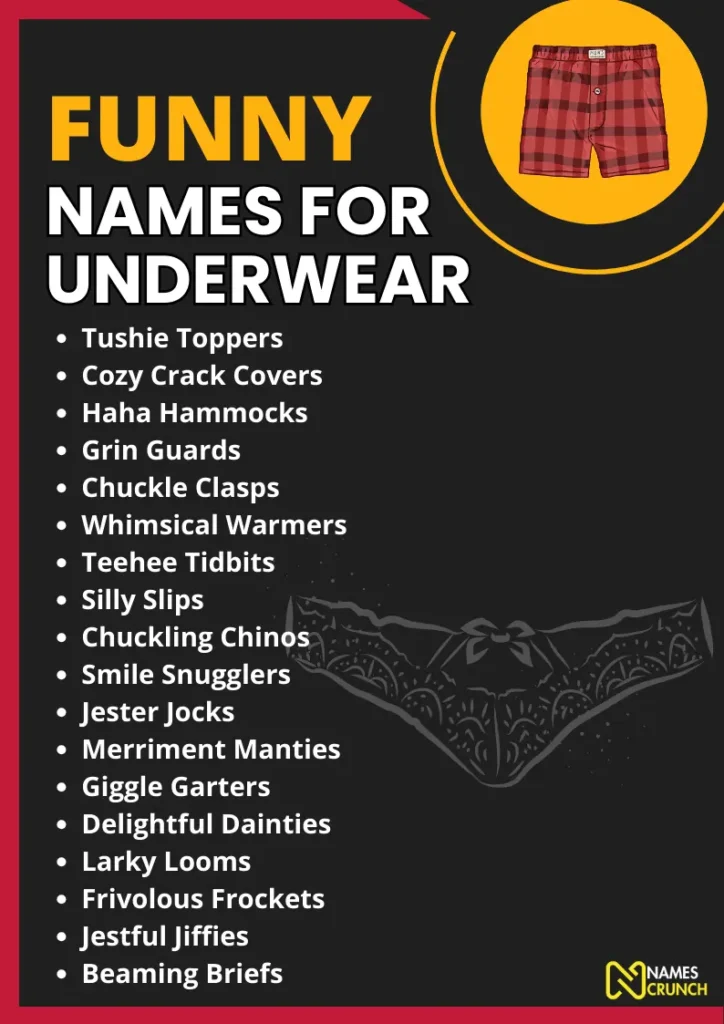 Funny names for Underwear infographic