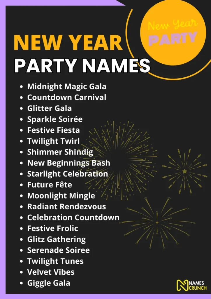New Year Party Names infographic