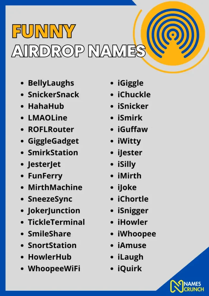 Funny AirDrop Names infographic