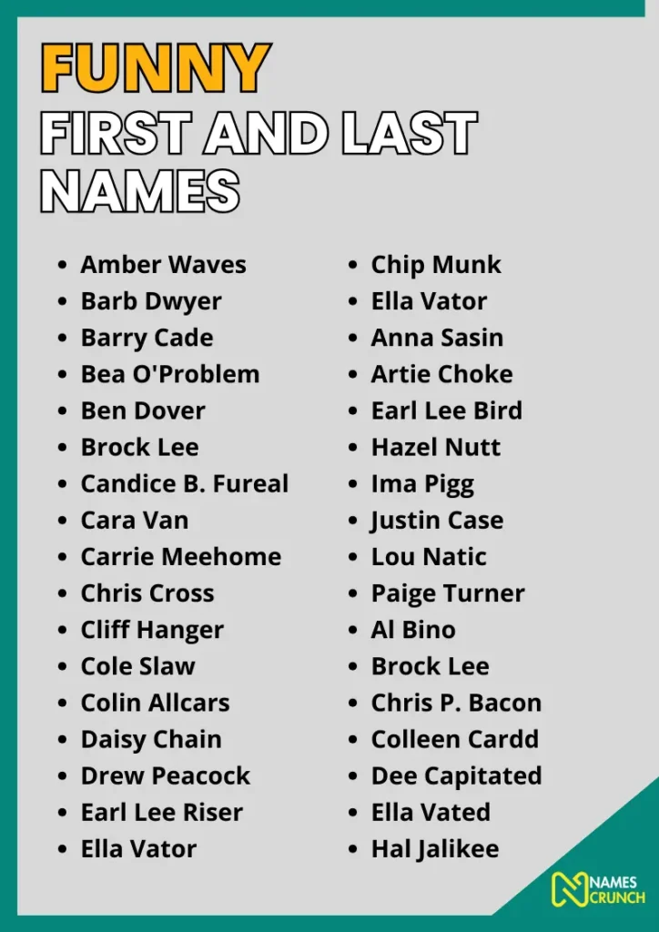Funny First and Last Names infographic