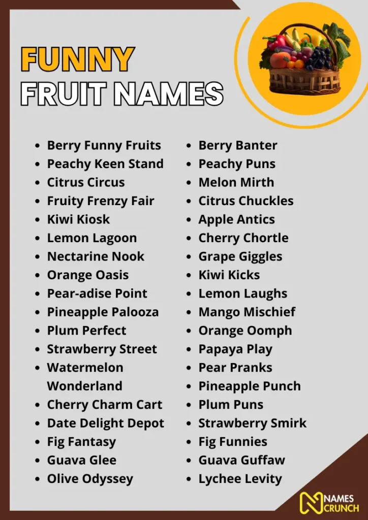 Funny Fruit Names infographic