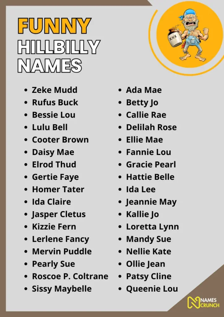 Funny Hillbilly Names infographic