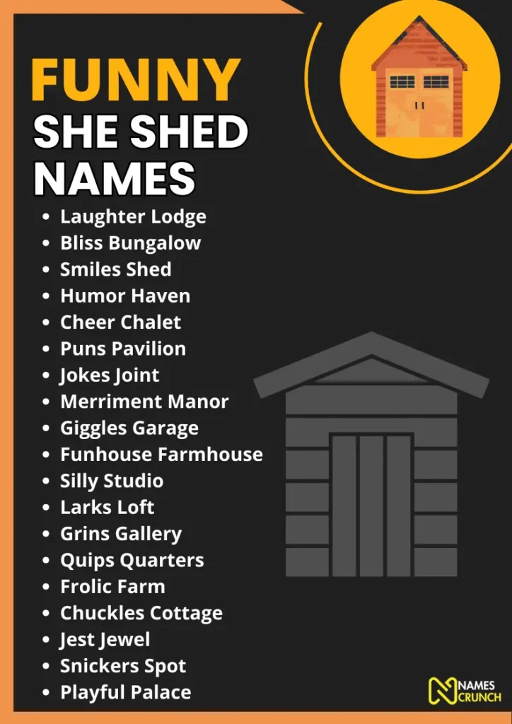 Funny She Shed Names infographic