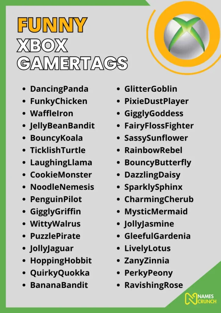 Funny Xbox Gamertags infographic