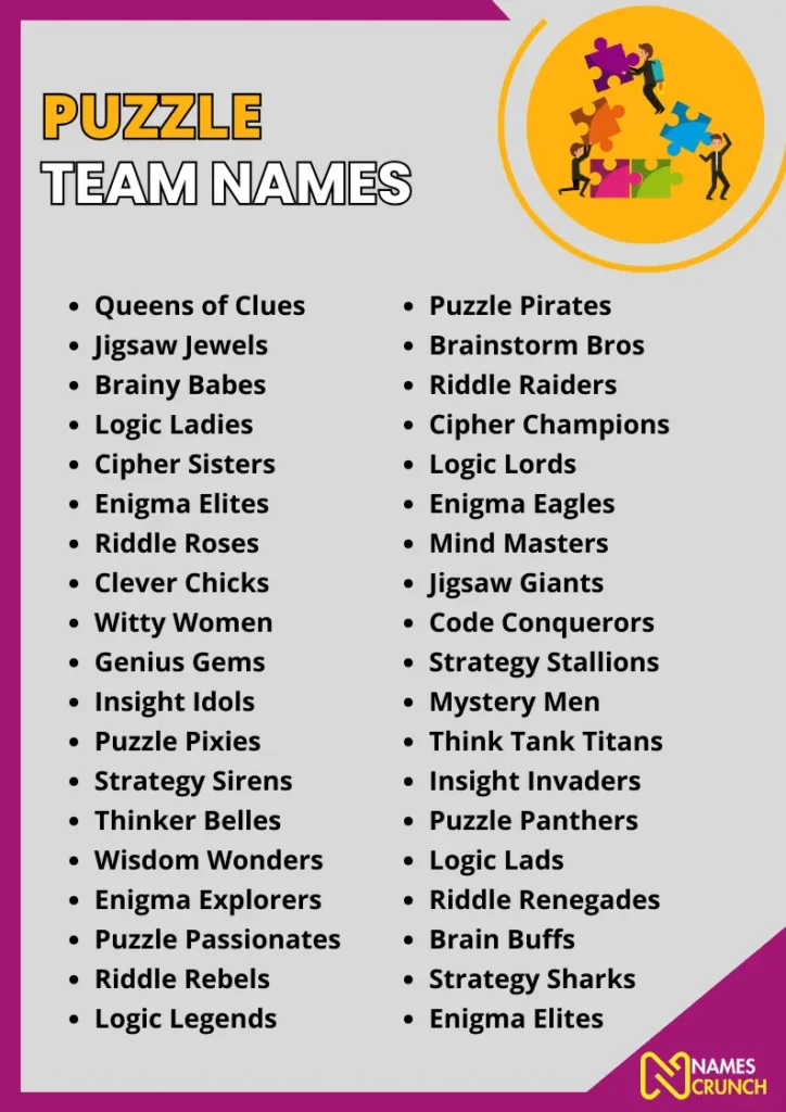 Puzzle Team Names infographic