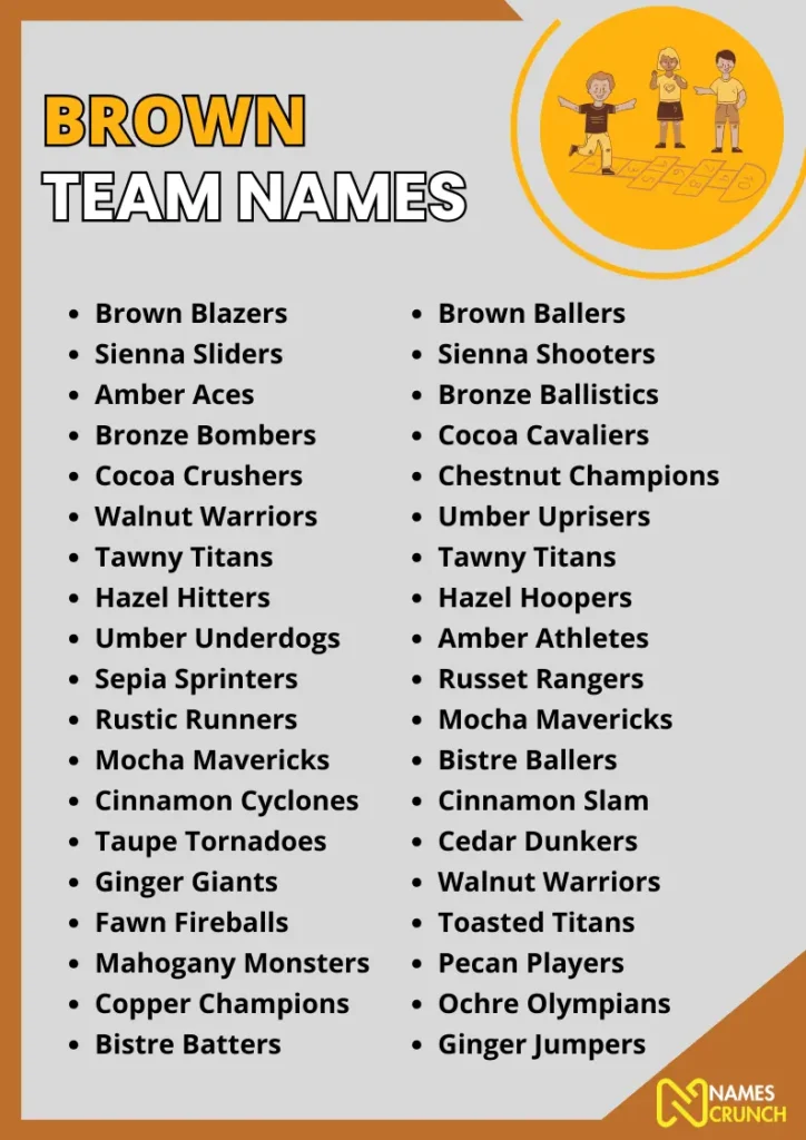 Brown Team Names infographic