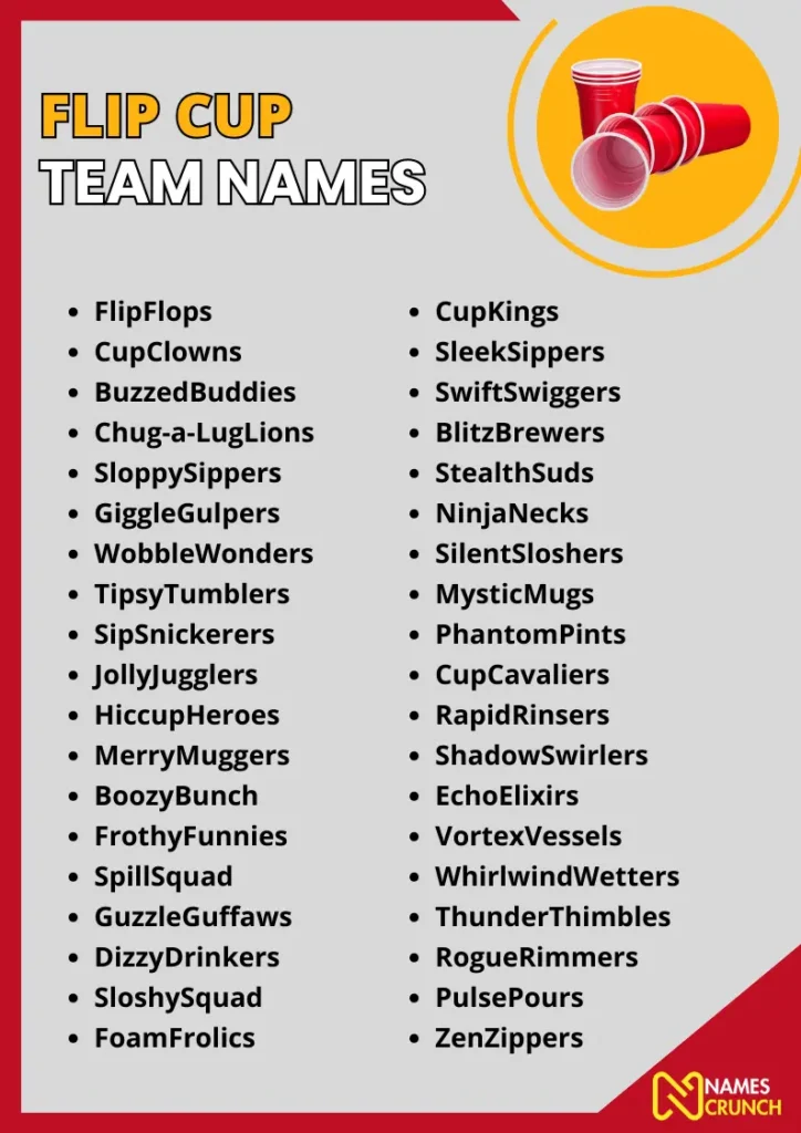 Flip Cup Team Names infographic
