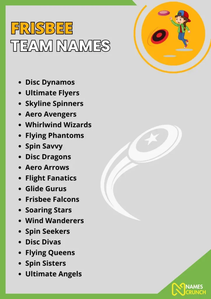 Frisbee Team Names infographic
