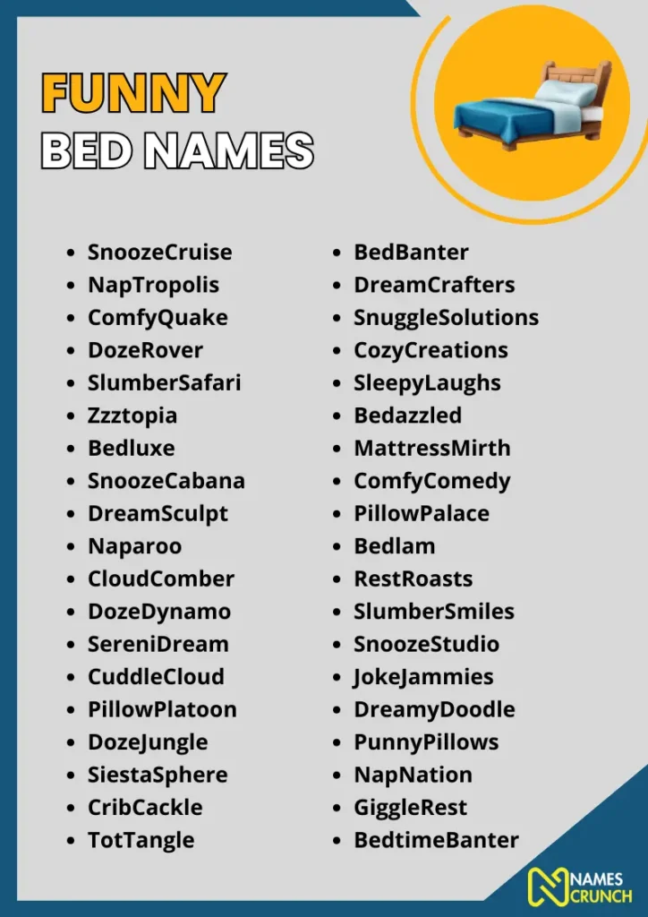Funny Bed Names infographic