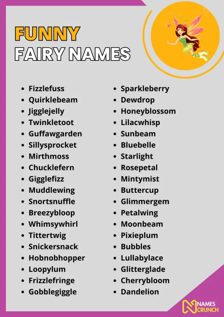Funny Fairy Names infographic