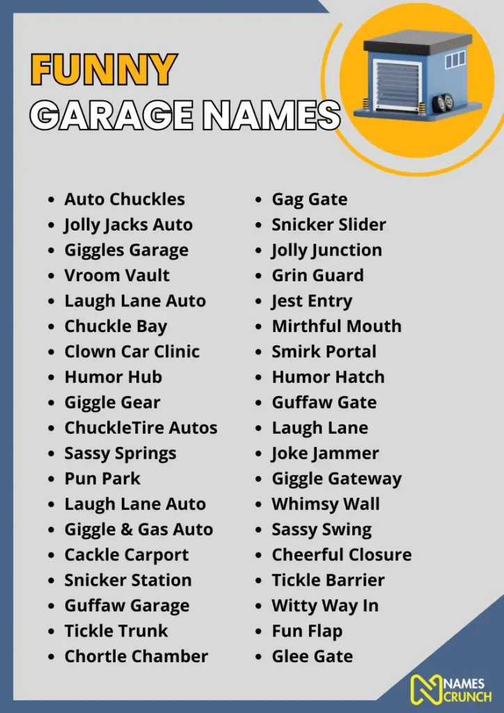 Funny Garage Names infographic