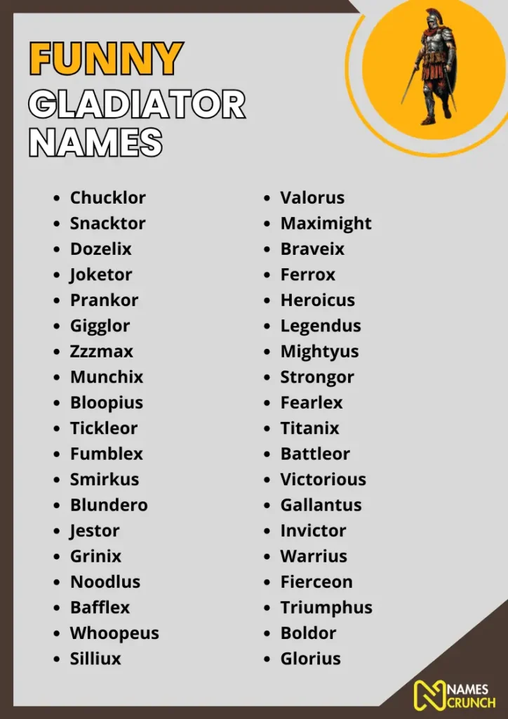 Funny Gladiator Names  infographic