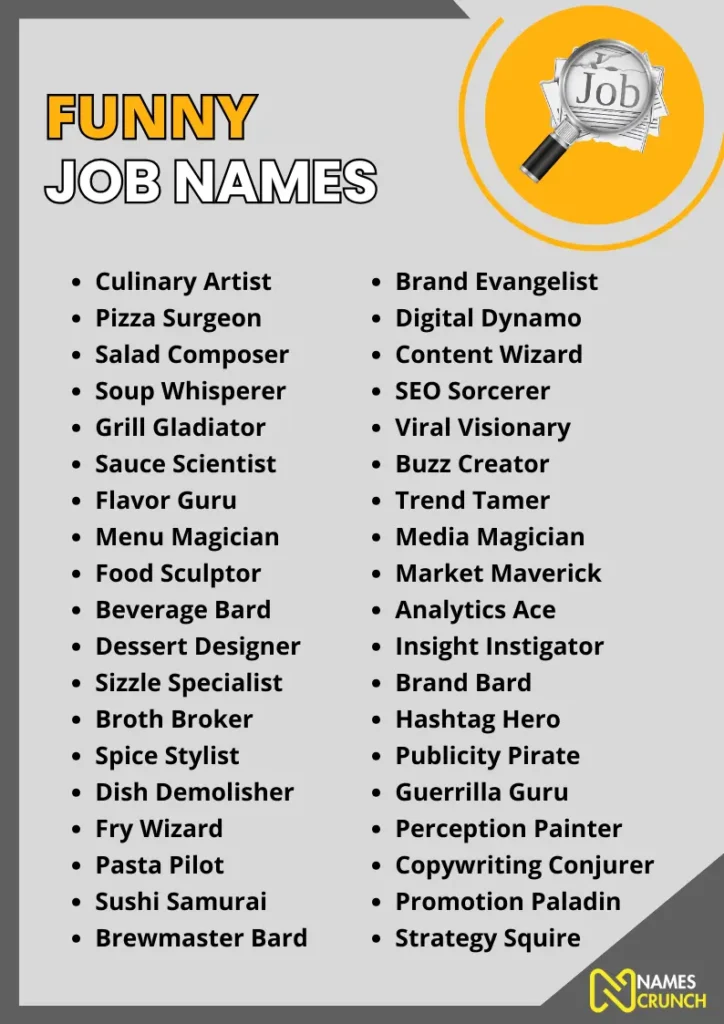 Funny Job Names infographic