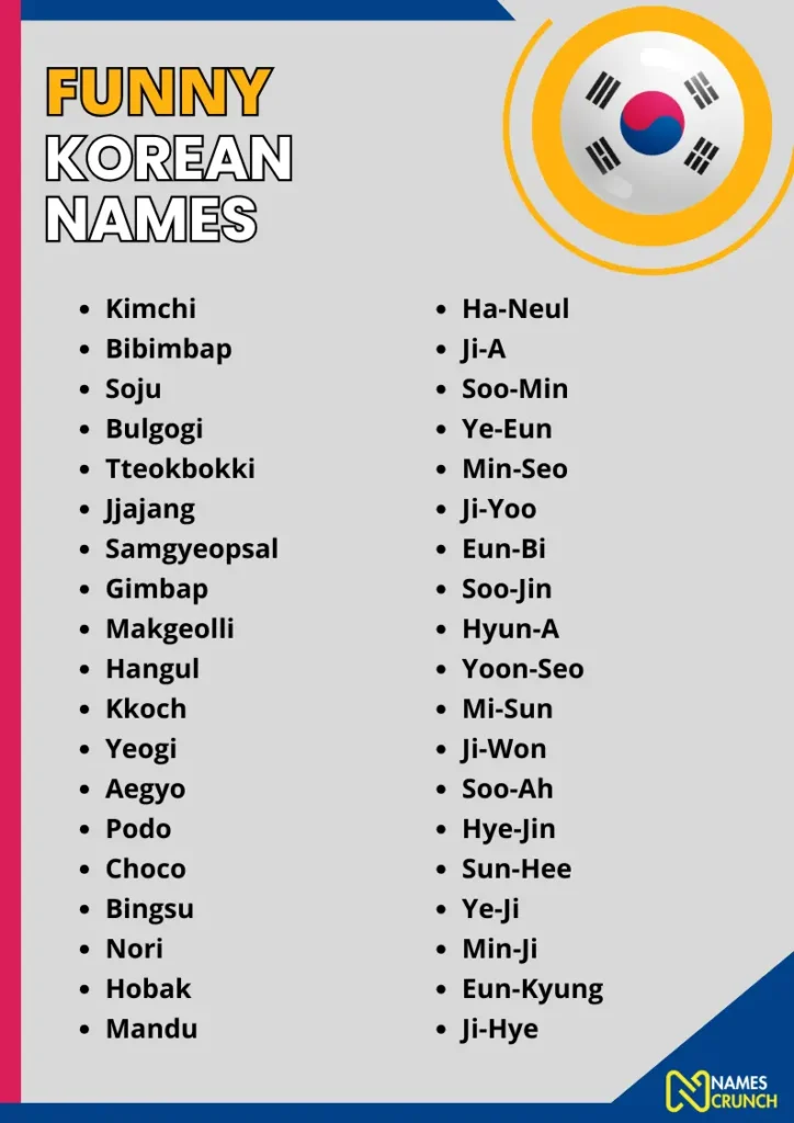 Funny Korean Names infographic
