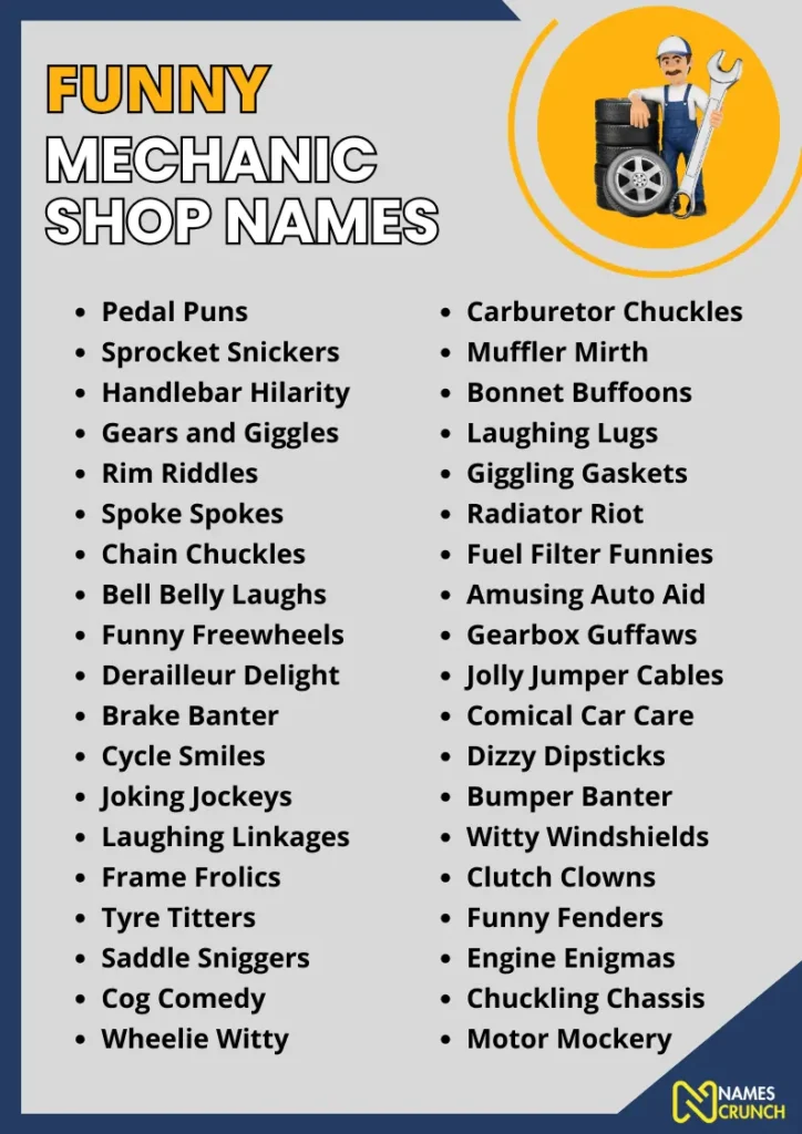 Funny Mechanic Shop Names infographic
