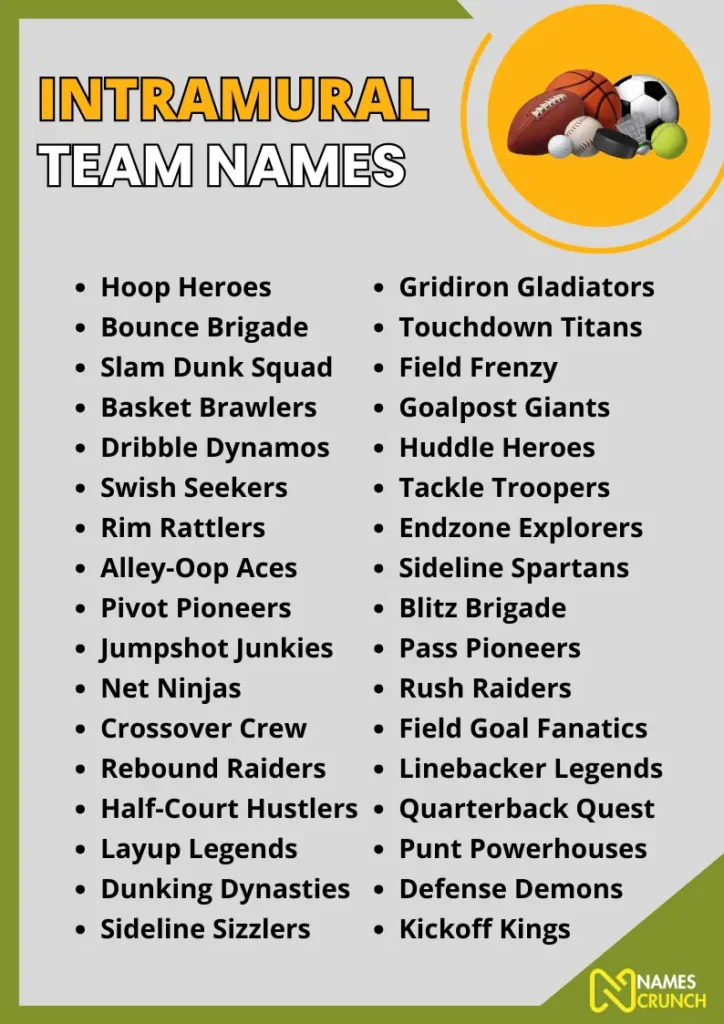 Intramural Team Names infographic