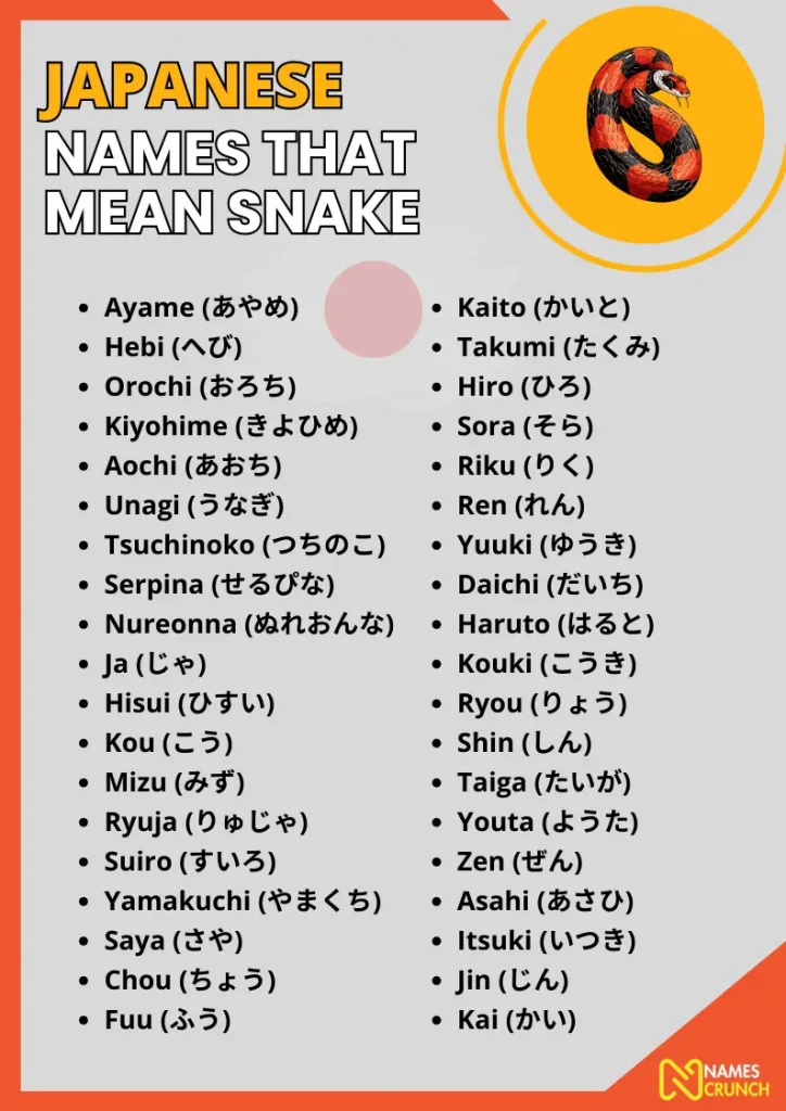 Japanese Names That Mean Snake infographic