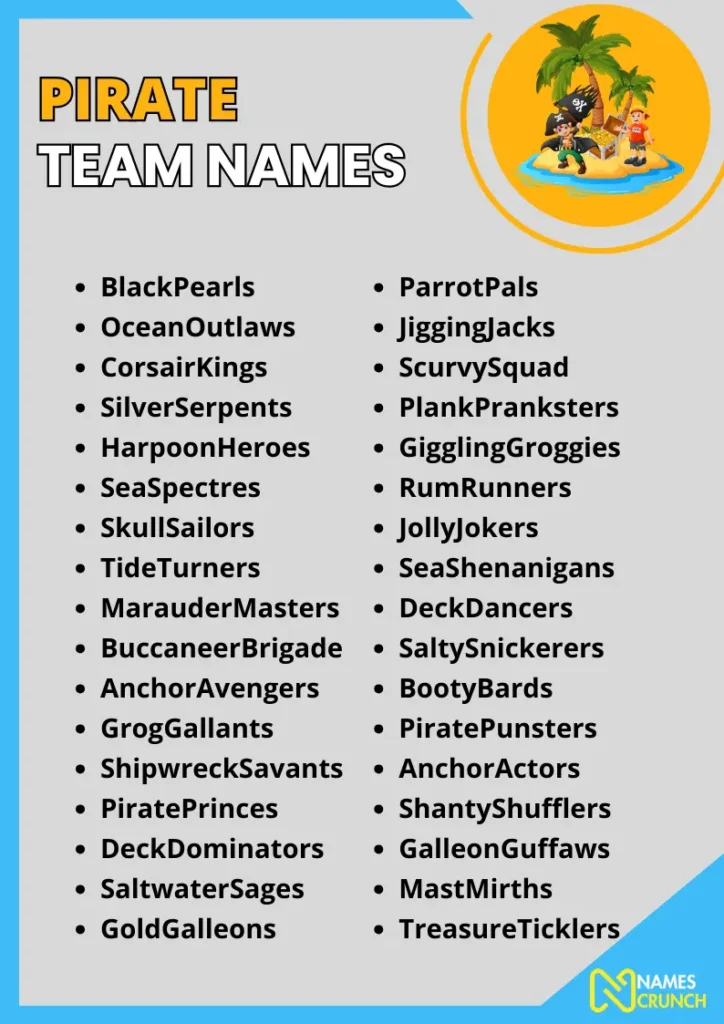 Pirate Team Names infographic