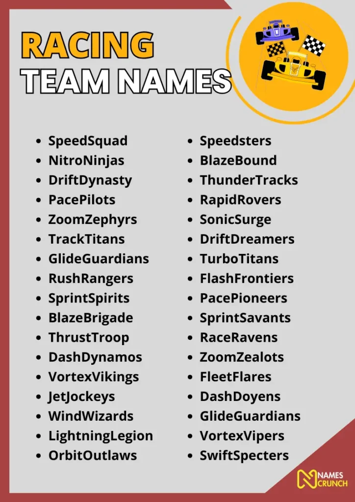 Racing Team Names infographic