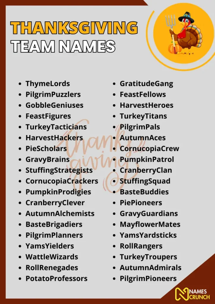 Thanksgiving Team Names infographic