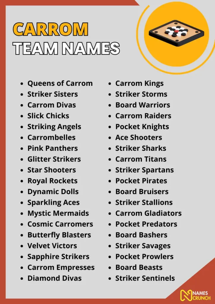Carrom Team Names infographic